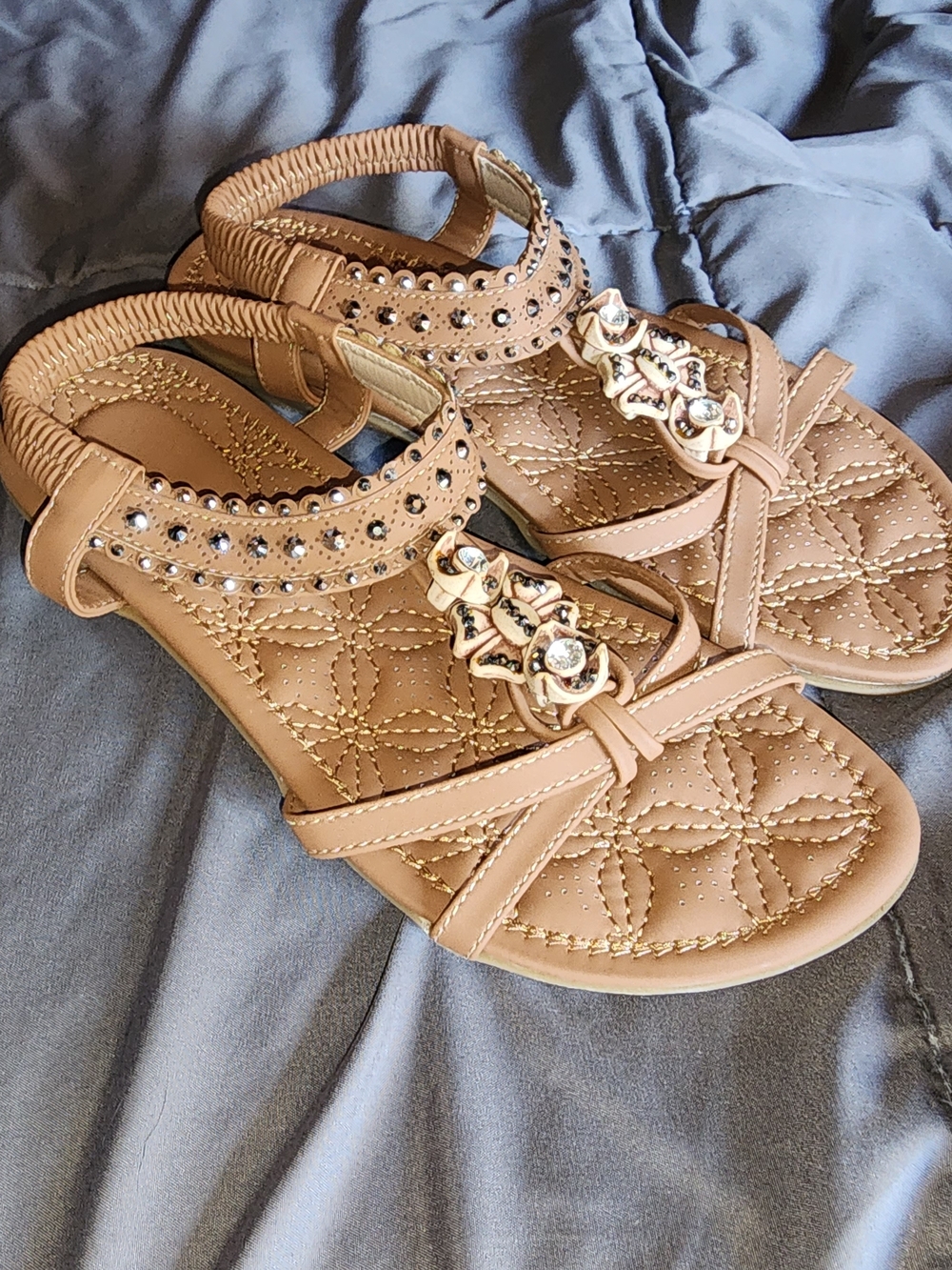 Ecetana Women Sandals Flats boho tan size 7